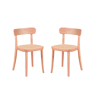 Pack de 2 cadeiras de madeira com assento em rattan natural - Tours