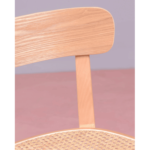 Pack de 2 cadeiras de madeira com assento em rattan natural - Tours