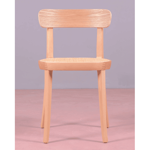 Pack de 2 cadeiras de madeira com assento em rattan natural - Tours