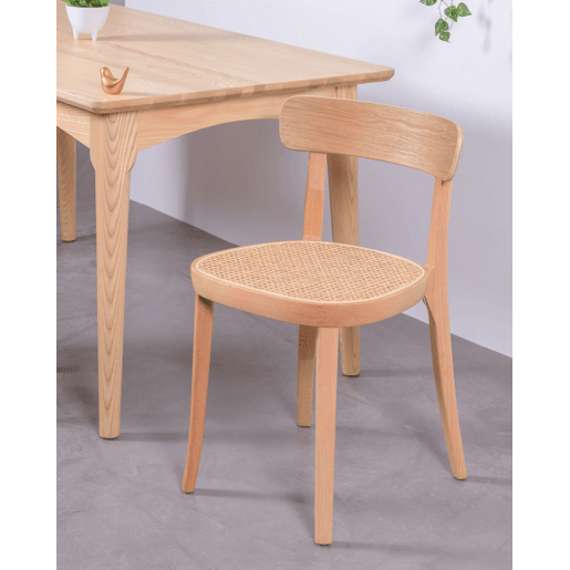 Pack de 2 cadeiras de madeira com assento em rattan natural - Tours