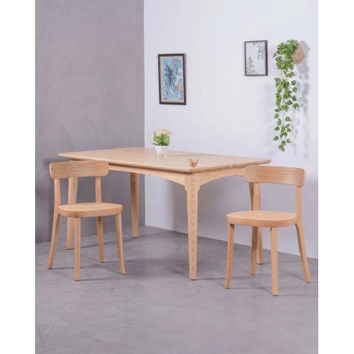 Pack de 2 cadeiras de madeira com assento em rattan natural - Tours