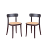 Pack de 2 cadeiras de madeira com assento em rattan natural - Tours