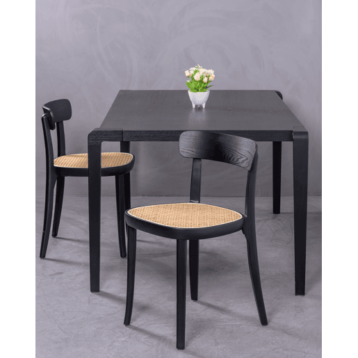 Pack de 2 cadeiras de madeira com assento em rattan natural - Tours