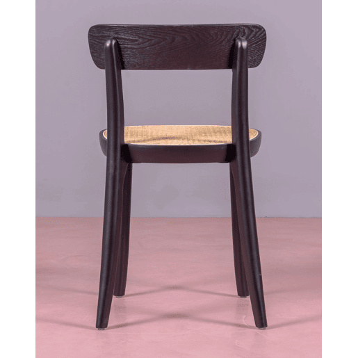 Pack de 2 cadeiras de madeira com assento em rattan natural - Tours