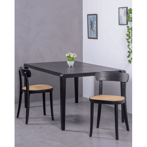 Pack de 2 cadeiras de madeira com assento em rattan natural - Tours