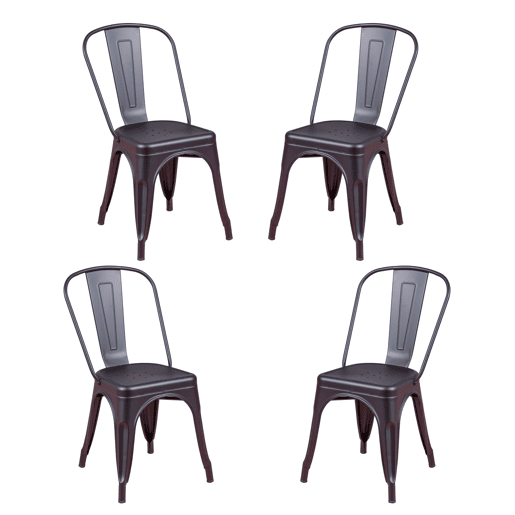 Pack de 4 cadeiras metálicas empilháveis - Bistro Pack de 4 cadeiras metálicas empilháveis - Bistro