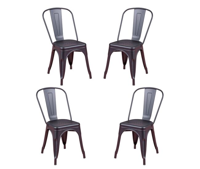 Pack de 4 sillas metálicas apilables - bistro