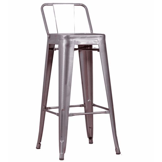 Banqueta industrial em aço metalizado com encosto baixo (76cm) - Bistro Banqueta industrial em aço metalizado com encosto baixo (76cm) - Bistro
