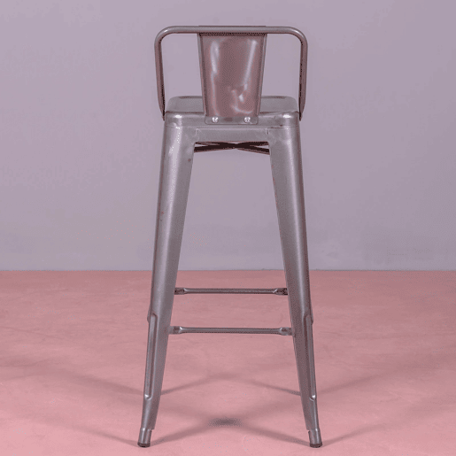 Banqueta industrial em aço metalizado com encosto baixo (76cm) - Bistro Banqueta industrial em aço metalizado com encosto baixo (76cm) - Bistro