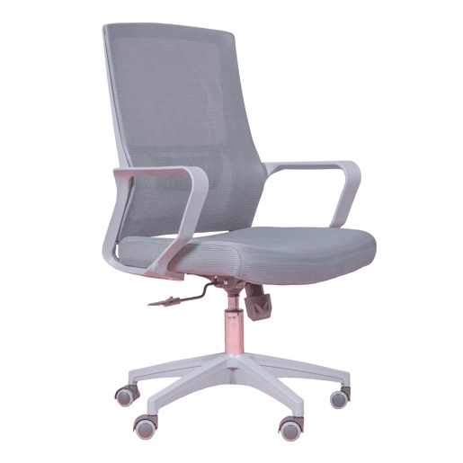 Cadeira de escritório ergonômica ajustável em mesh respirável com acabamento cinza - Mesh