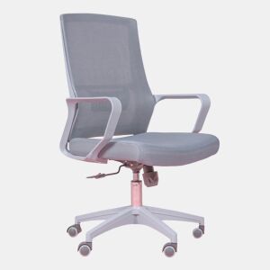 Cadeira de escritório ergonômica ajustável em mesh respirável com acabamento cinza - Mesh