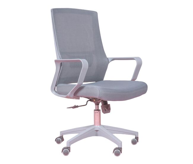 Silla de oficina ergonómica regulable en malla transpirable con acabados grises - mesh