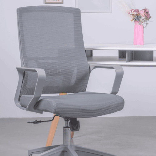 Cadeira de escritório ergonômica ajustável em mesh respirável com acabamento cinza - Mesh