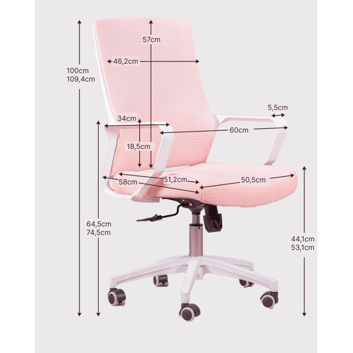 Cadeira de escritório ergonômica ajustável em mesh respirável com acabamento cinza - Mesh