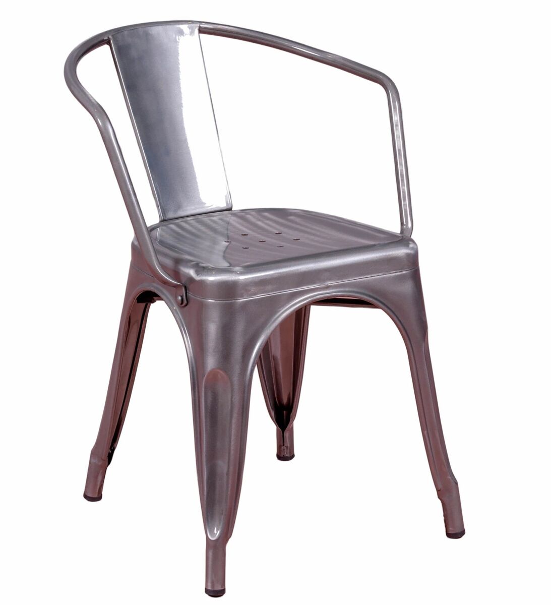 Silla industrial con reposabrazos en acero metalizado - Bistro