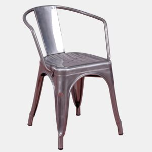 Cadeira industrial com braços em aço metálico - Bistro