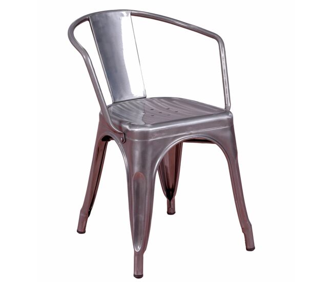 Silla industrial con reposabrazos en acero metalizado - bistro