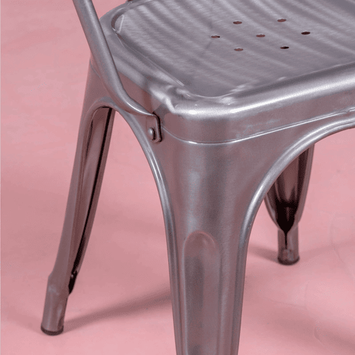 Cadeira industrial com braços em aço metálico - Bistro