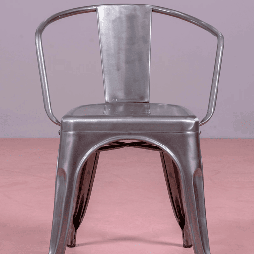 Cadeira industrial com braços em aço metálico - Bistro