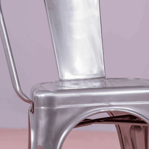 Cadeira industrial com braços em aço metálico - Bistro