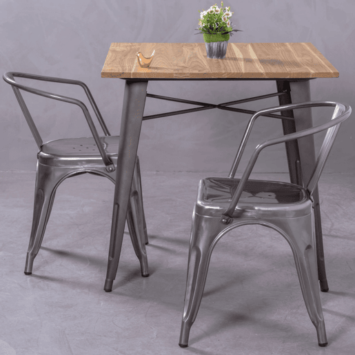 Cadeira industrial com braços em aço metálico - Bistro