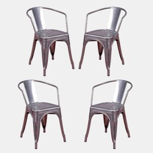 Conjunto de 4 cadeiras metálicas com braços - Bistro