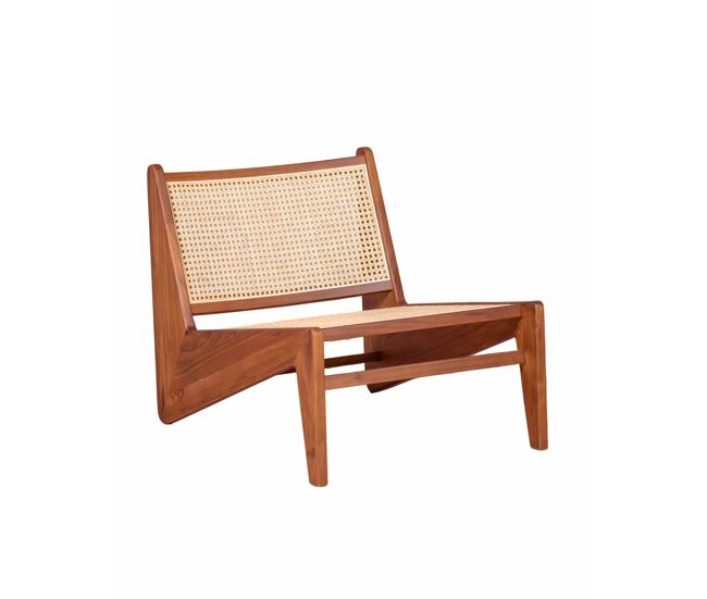 Sillón bajo en madera de teca y ratán natural - compass