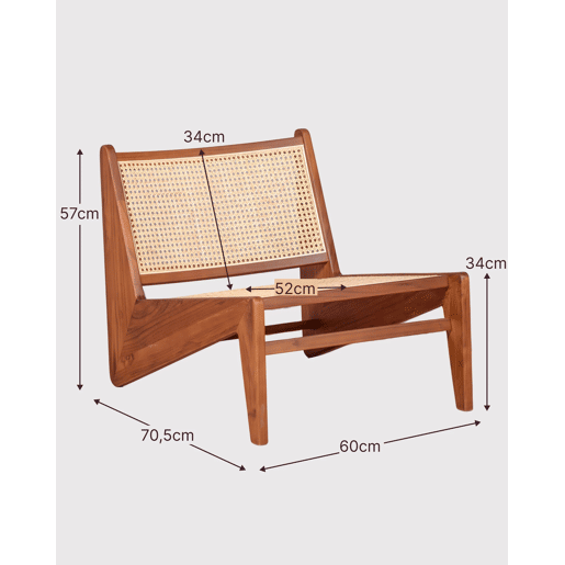 Poltrona baixa em madeira de teca e rattan natural - Compass Poltrona baixa em madeira de teca e rattan natural - Compass