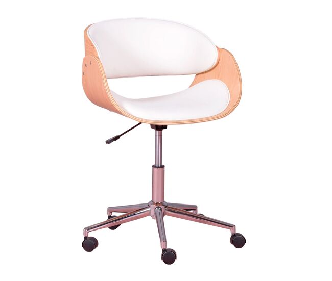 Silla de escritorio de madera clara de arce y cojín de polipiel - burrow s