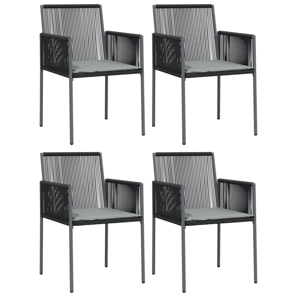 Sillas jardin con cojines 4 unidades ratán pe negro 54x60,5x83,5cm