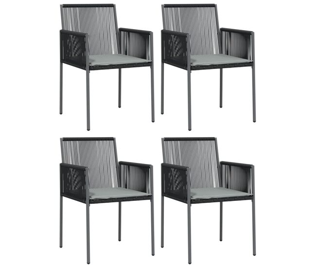 Sillas jardin con cojines 4 unidades ratán pe negro 54x60,5x83,5cm