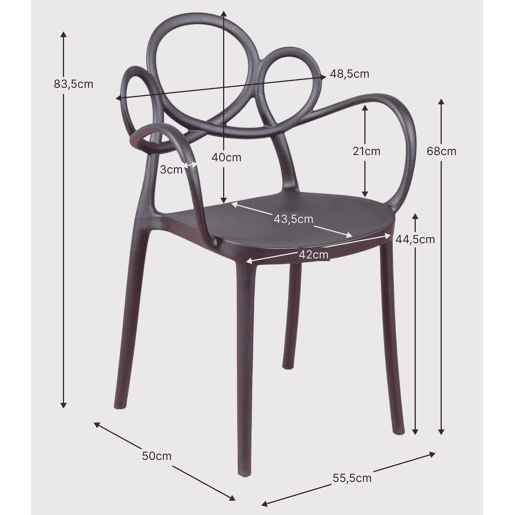 Cadeira de design com braços adequada para exteriores - Dream