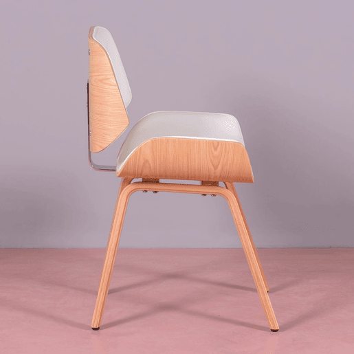 Cadeira de madeira de bordo claro com almofada de couro sintético - Nordic