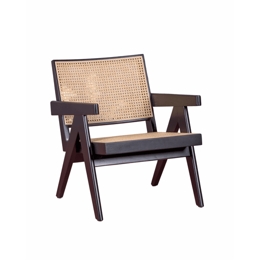 Poltrona clássica com braços em madeira de teca e rattan natural - Compass