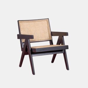 Poltrona clássica com braços em madeira de teca e rattan natural - Compass