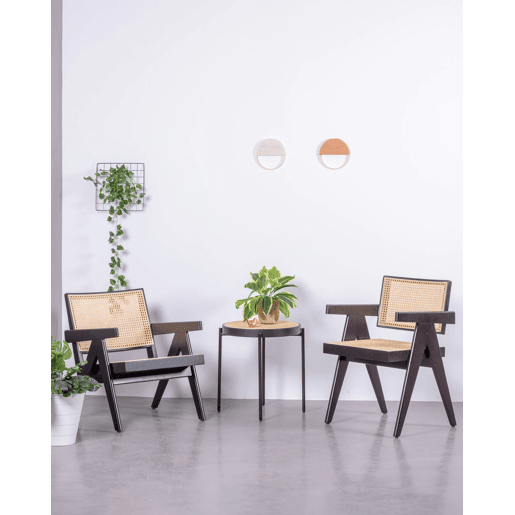 Poltrona clássica com braços em madeira de teca e rattan natural - Compass