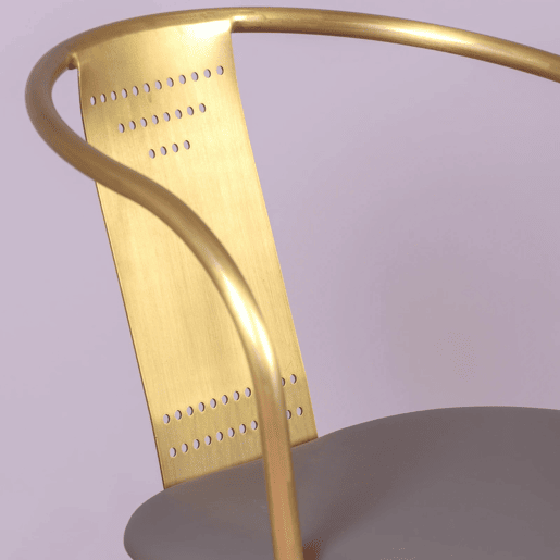Cadeira industrial em aço dourado e com almofada - Bistro Cadeira industrial em aço dourado e com almofada - Bistro