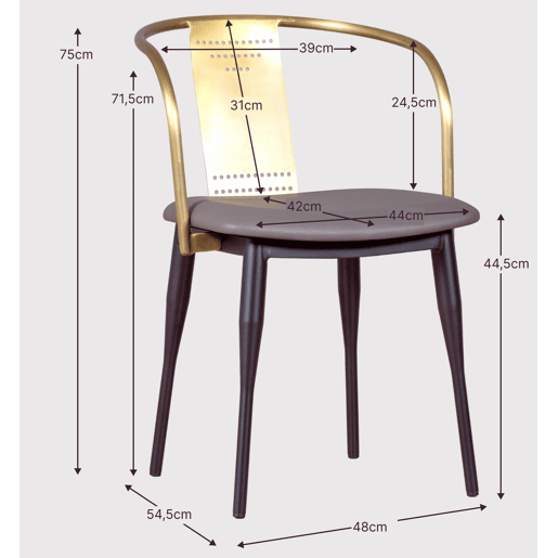 Cadeira industrial em aço dourado e com almofada - Bistro Cadeira industrial em aço dourado e com almofada - Bistro