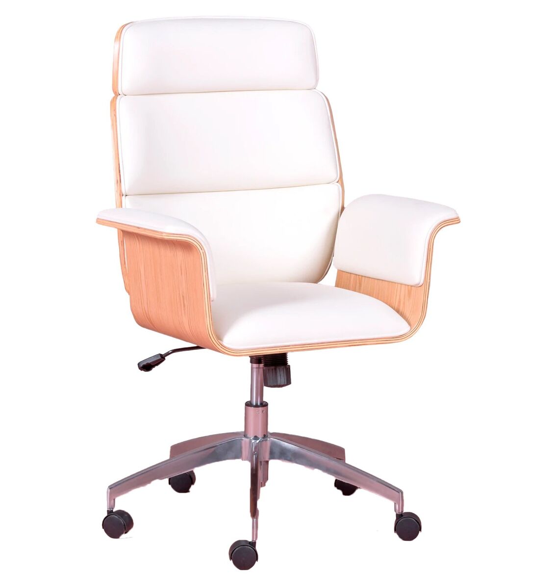 Silla de oficina para ejecutivos en madera clara de arce y tapizada en polipiel - nordic s