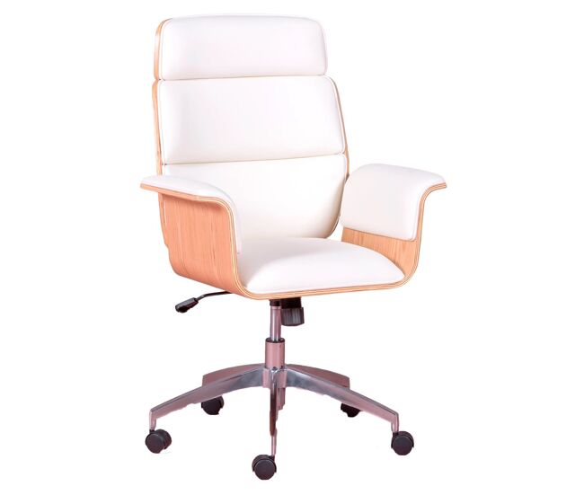 Silla de oficina para ejecutivos en madera clara de arce y tapizada en polipiel - nordic s
