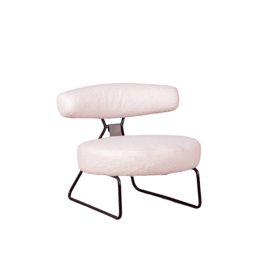 Poltrona de design estofada em bouclé e base em aço - Oxford Poltrona de design estofada em bouclé e base em aço - Oxford