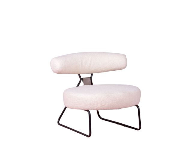 Sillón de diseño tapizado en bouclé y patas de acero - oxford