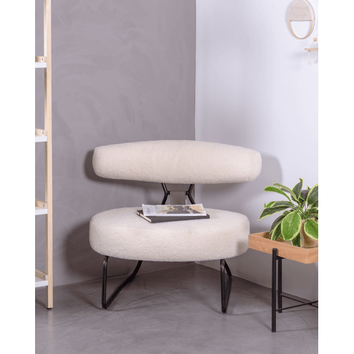 Poltrona de design estofada em bouclé e base em aço - Oxford Poltrona de design estofada em bouclé e base em aço - Oxford