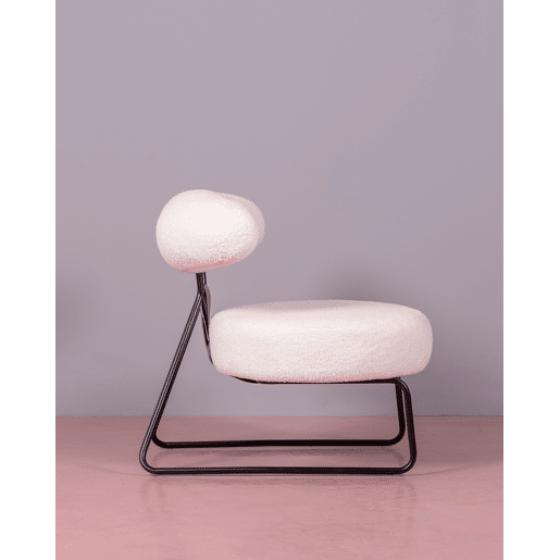 Poltrona de design estofada em bouclé e base em aço - Oxford Poltrona de design estofada em bouclé e base em aço - Oxford