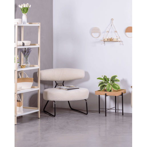 Poltrona de design estofada em bouclé e base em aço - Oxford Poltrona de design estofada em bouclé e base em aço - Oxford