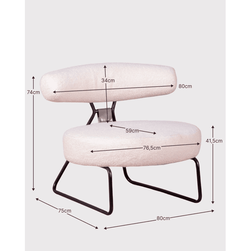 Poltrona de design estofada em bouclé e base em aço - Oxford Poltrona de design estofada em bouclé e base em aço - Oxford