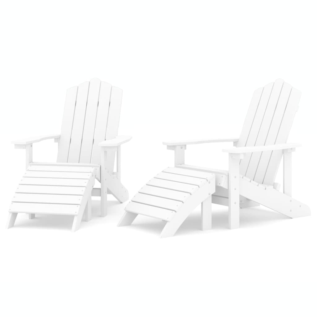 2 Sillas jardín Adirondack con reposapiés Blanco
