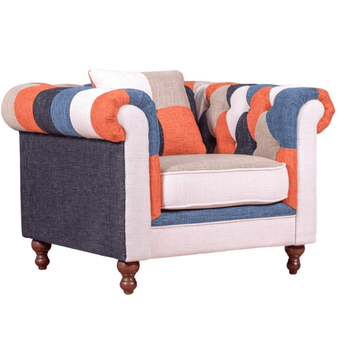 Sofá de 1 lugar estofado em patchwork - Chesterfield