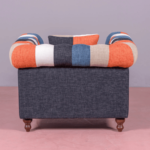 Sofá de 1 lugar estofado em patchwork - Chesterfield