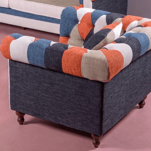 Sofá de 1 lugar estofado em patchwork - Chesterfield
